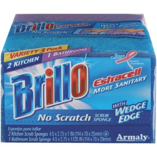 Brillo Estracell No Scratch Kitchen & Bath Scrub Sponge (3 Count)