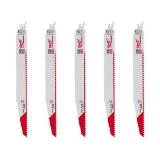 Milwaukee SAWZALL The AX 12 In. 5 TPI Wood w/Nails Demolition Reciprocating Saw Blade (5-Pack)