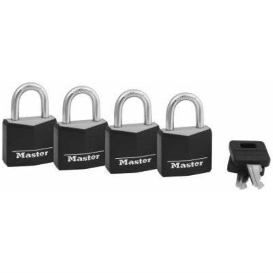 Master Lock 1-3/16 In. W. Black Covered Keyed Alike Padlock (4-Pack)