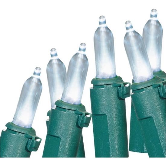 Cool White 100-Bulb Mini Incandescent-Style LED String Light Set with Green Wire
