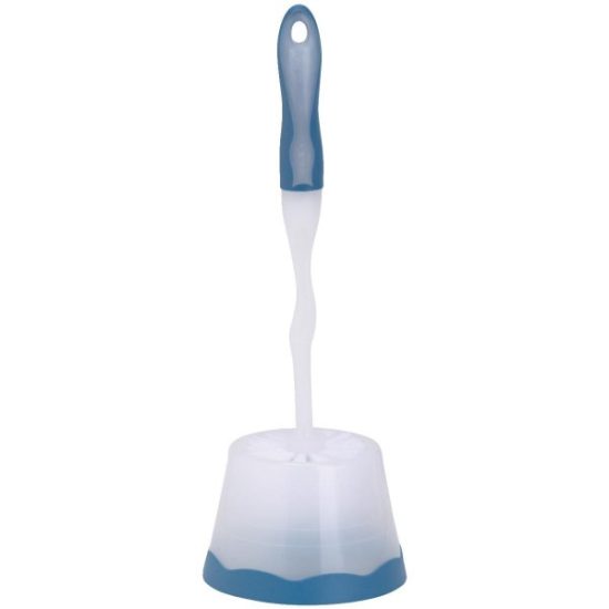 21 In. Polypropylene Bristle Toilet Bowl Brush Set With Caddy