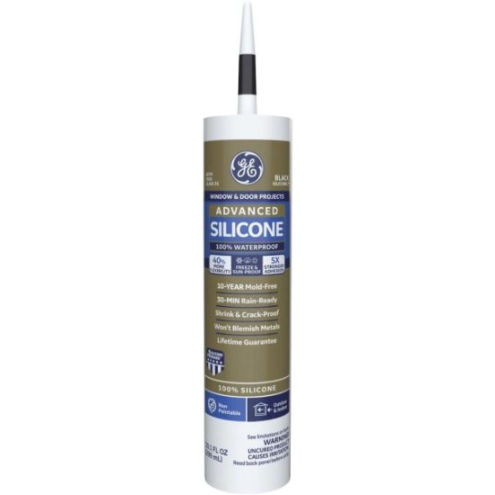 GE Advanced Silicone 2 Window & Door Sealant (GE5030), Black, 10.1oz