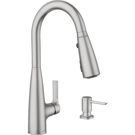 Moen Haelyn Single-Handle Pull-Down Kitchen Faucet ColorCue Temperature, Stainless