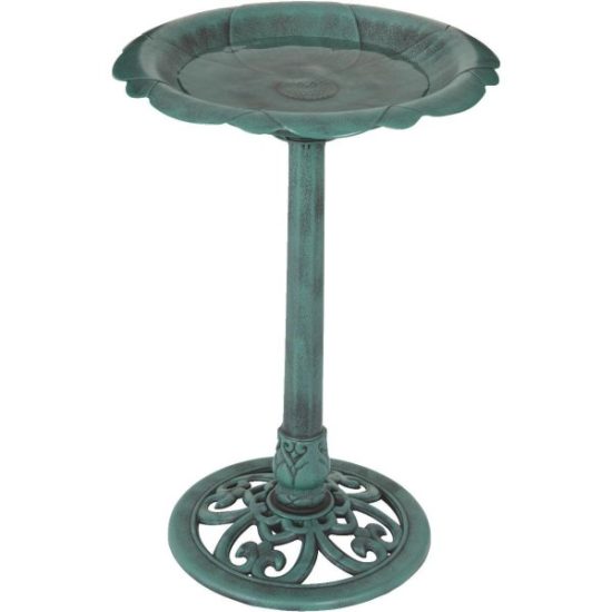 Best Garden Antique Verdigris Flower Pedestal Bird Bath