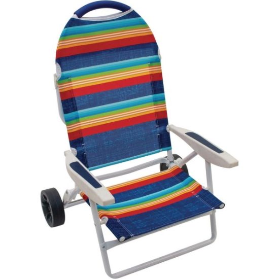 Rio Brands Transporter 5-Position Striped Steel Folding Beach Chair
