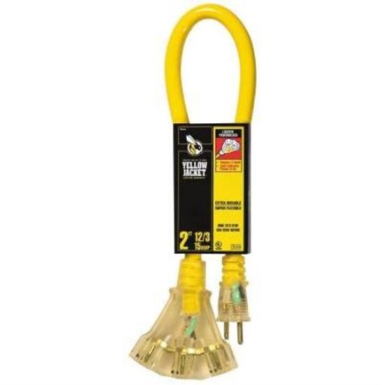Yellow Jacket 2 Ft. 12/3 Contractor Grade Power Block Extension Cord