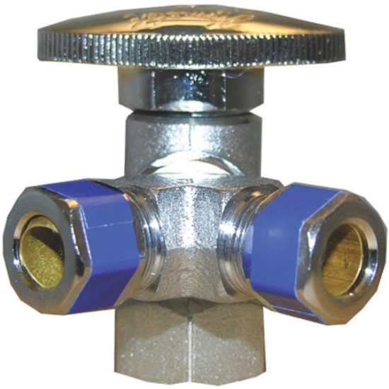 Lasco 1/2 In. IP x 3/8 In. Compression x 3/8 In. Compresson Quarter Turn Angle Valve