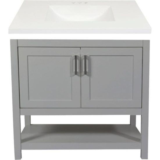 Modular Monaco Gray 36 In. W x 21 In. D x 34-1/2 In. H  Vanity with White Cultured Marble Top