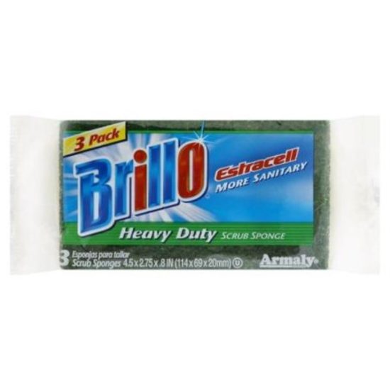 Brillo Estracell 4.5 In. x 2.75 In. Heavy Duty Sponge (3-Count)