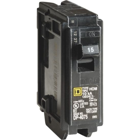 Square D Homeline 15A Single-Pole Standard Trip Circuit Breaker