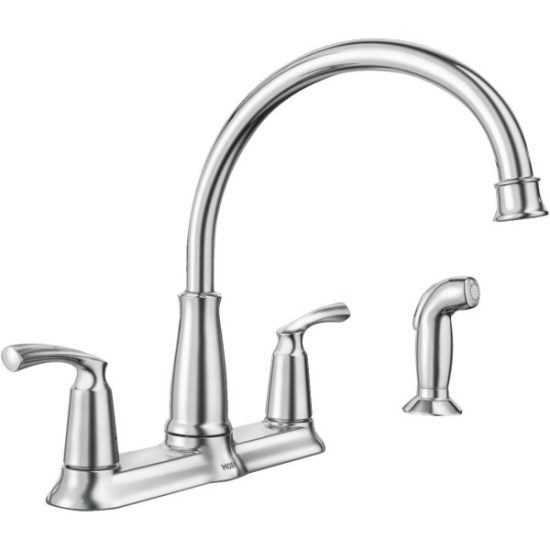 Moen Bexley Dual Handle Lever Kitchen Faucet with Side Spray, Chrome