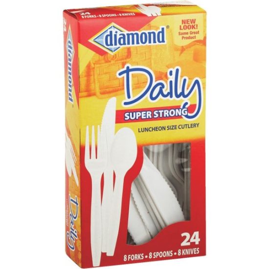 Diamond Heavy-Duty Plastic Cutlery Set (24-Piece)