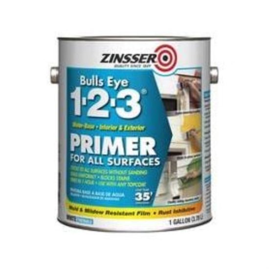 Zinsser Bulls Eye 1-2-3 Water-Base Interior/Exterior Stain Blocking Primer, White, 1 Gal.