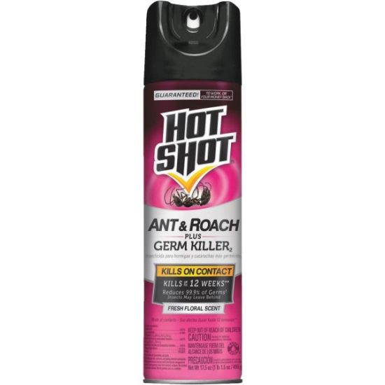 Hot Shot 17.5 Oz. Fresh Floral Scent Aerosol Spray Ant & Roach Killer Plus Germ Killer