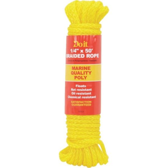 Do it Best 1/4 In. x 50 Ft. Yellow Braided Polypropylene Packaged Rope