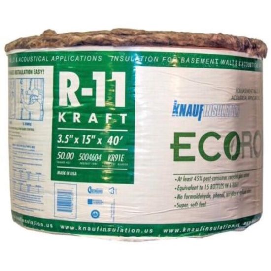 Knauf R-11 15 In. x 40 Ft. Greenguard Kraft Faced Roll Fiberglass Insulation