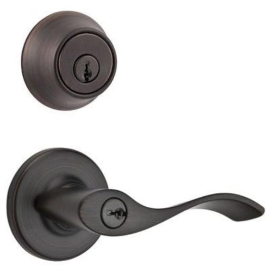 Kwikset Balboa Venetian Bronze Deadbolt and Lever Combo