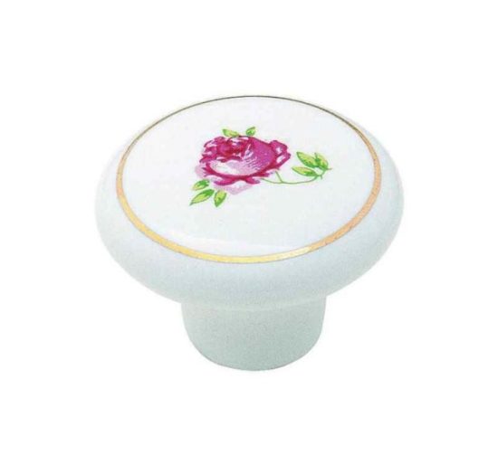 Amerock Everyday Heritage White Ceramic 1-1/2 In. Cabinet Knob with Flower Design