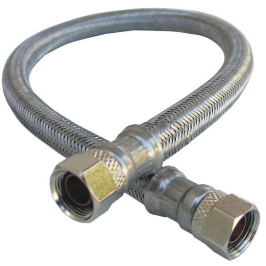 Lasco 3/8 In.C x 3/8 In.C x 16 In. L Braided Stainless Steel Flex Line Appliance Water Connector