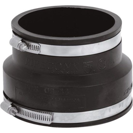 Fernco 6 In. x 4 In. Clay to Cast Iron or Plastic Flexible PVC Coupling