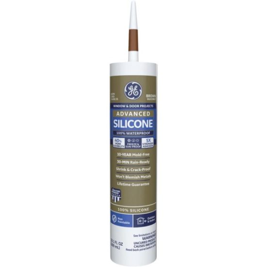 GE Advanced Silicone 2 Window & Door Sealant (GE5080), Brown, 10.1oz