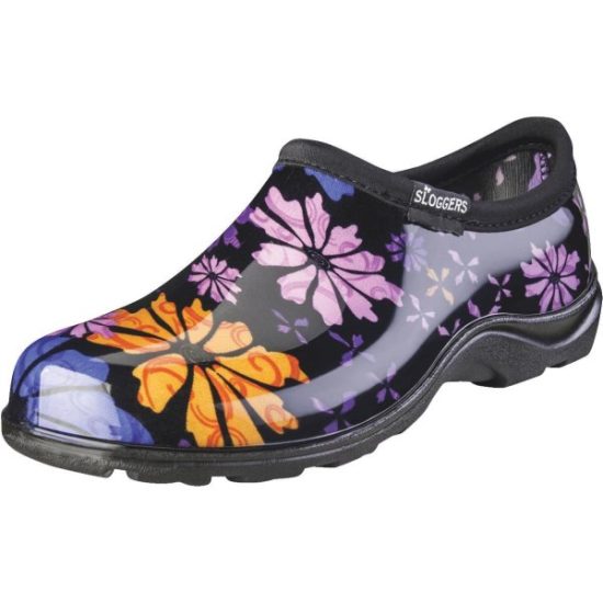 Sloggers Women's Size 7 Black w/Flower Design Garden Shoe