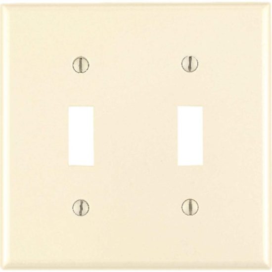 Leviton 2-Gang Plastic Toggle Switch Wall Plate, Light Almond