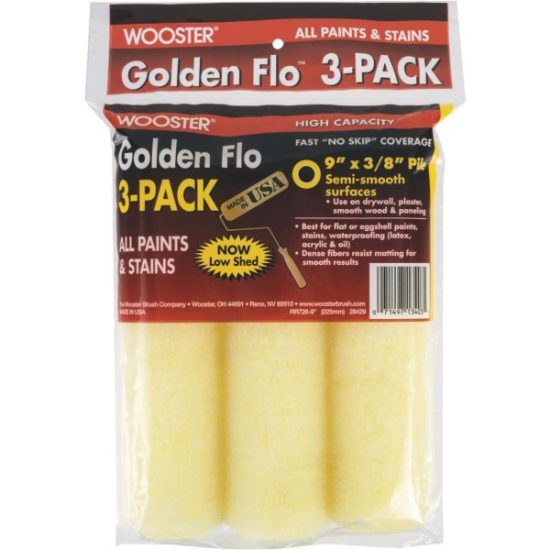 Wooster Golden Flo 9 In. x 3/8 In. Knit Fabric Roller Cover (3-Pack)