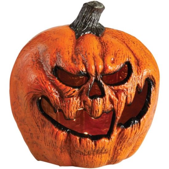12 In. LED Evil Lighted Pumpkin Halloween Decoration