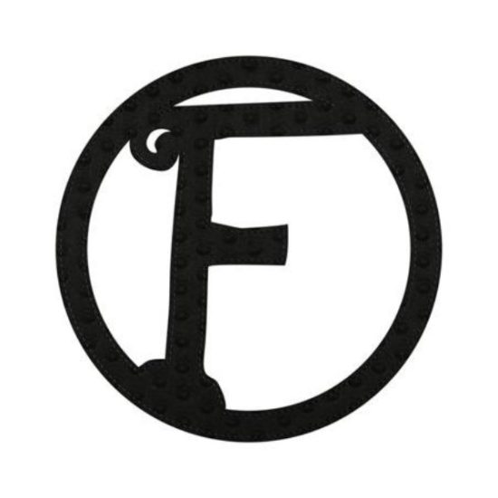 10" Patch-On Black Embossed Felt Monogram Letter F