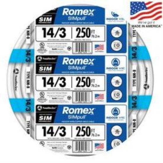 Romex 250 Ft. 14/3 Solid White NMW/G Electrical Wire