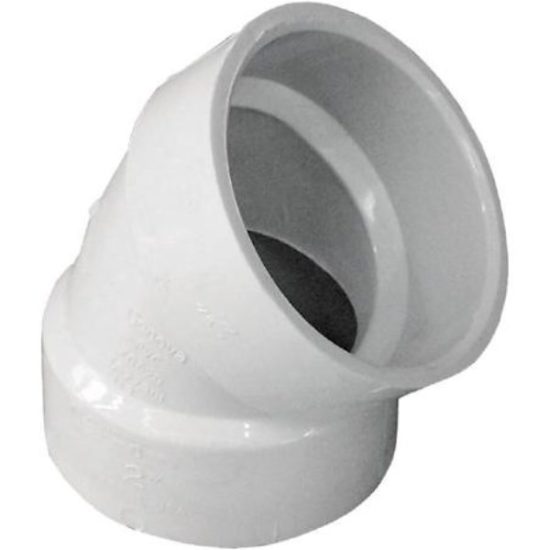 IPEX Canplas 2 In. Hub x Hub Schedule 40 45 Deg. Short Radius DWV PVC Elbow (1/8 Bend)