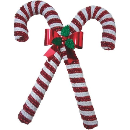 F C Young 15 In. Tinsel Double Candy Cane Holiday Decoration