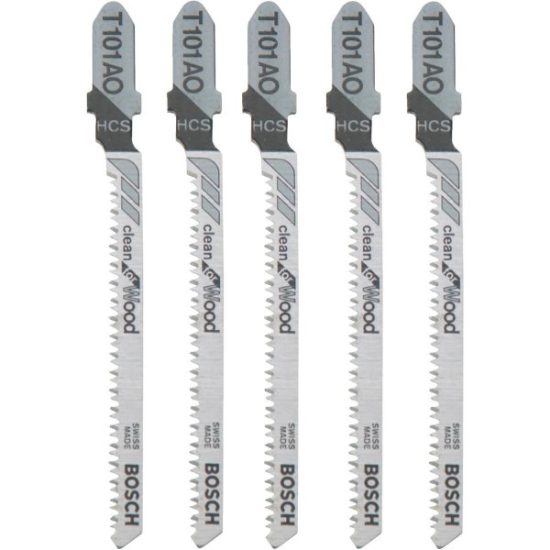 Bosch T-Shank 3-1/4 In. x 20 TPI High Carbon Steel Jig Saw Blade, Clean for Wood (5-Pack)