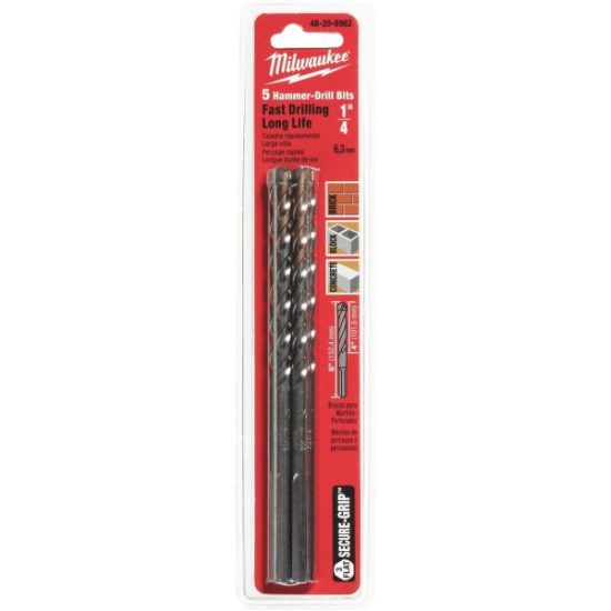 Milwaukee SHOCKWAVE 1/4 In. x 6 In. Carbide Masonry Drill Bit (5-Pack)