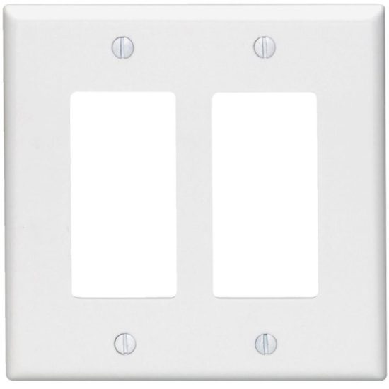 Leviton Mid-Way 2-Gang Smooth Plastic Rocker Decorator Wall Plate, White