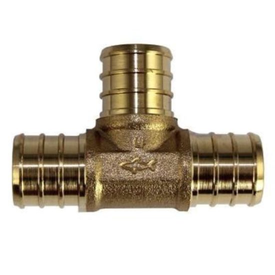 SharkBite 3/4 In. x 3/4 In. x 3/4 In. Barb Brass PEX Tee (10-Pack)