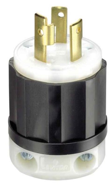 Leviton 30A 250V 3-Wire 2-Pole Industrial Grade Locking Cord Plug