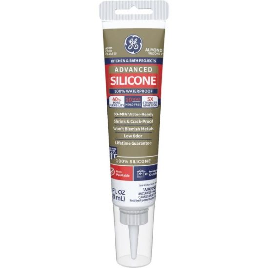 GE Advanced Silicone 2 Kitchen & Bath Sealant - Squeeze, Almond, 2.8oz
