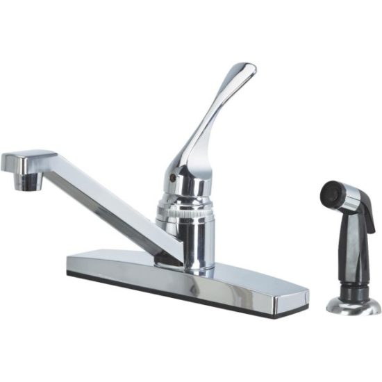 Home Impressions Single Handle Lever Nonmetalic Kitchen Faucet with Black Spray, Chrome
