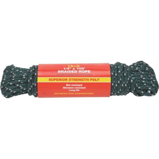 Do it Best 1/4 In. x 100 Ft. Green Double Braided Polypropylene Packaged Rope