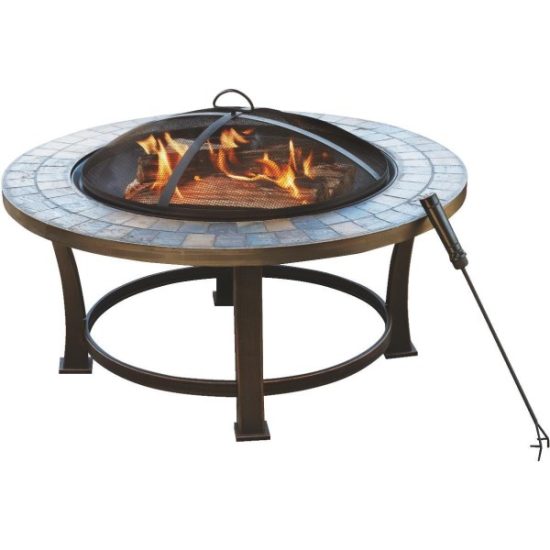 Outdoor Expressions 34 in. Antique Bronze Round Steel Fire Pit