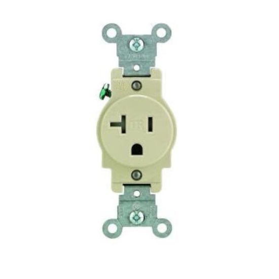 Leviton 20A Ivory Commercial Grade 5-20R Tamper Resistant Single Outlet