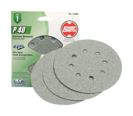 Gator 5 In. 40-Grit 8-Hole Pattern Vented Sanding Disc with Hook & Loop Backing (3-Pack)