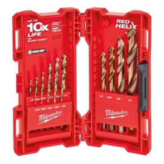 Milwaukee RED HELIX 15-Piece Cobalt Drill Bit Set, 1/16 In. thru 3/8 In.