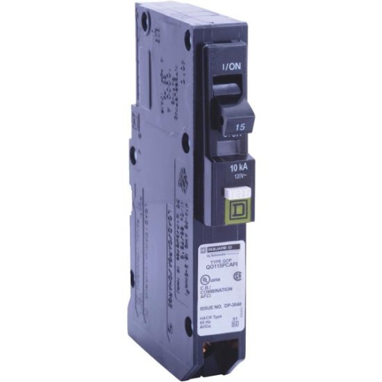 Square D QO 15A Single-Pole CAFCI Mini Dual Function Circuit Breaker