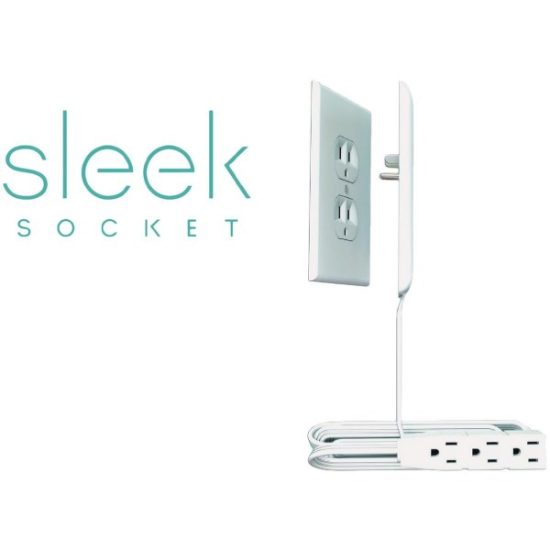 Sleek Socket 3-Outlet White Ultra-Thin Electrical Outlet Cover Power Strip with 3 Ft. Cord