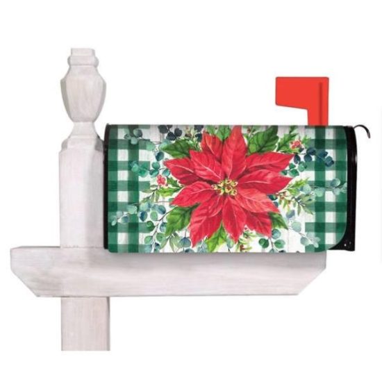 Evergreen Enterprises Merry and Bright Poinsettia Mailbox Cover