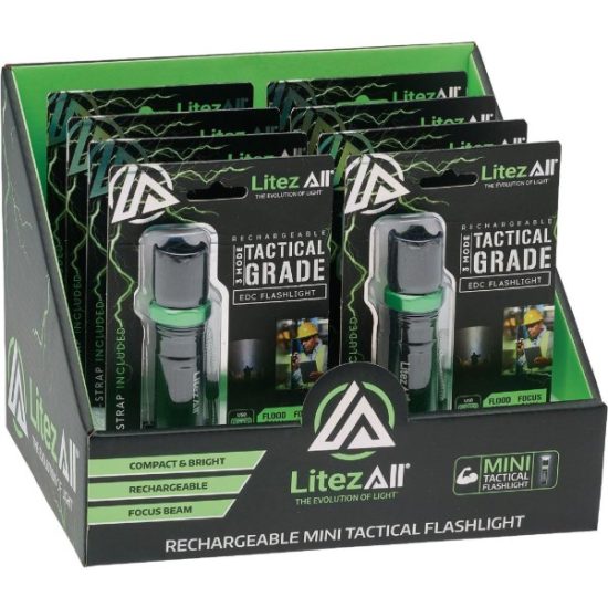 LitezAll LED Aluminum 60 Lm. Mini Tactical Rechargeable Flashlight
