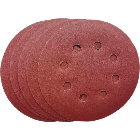 5 In. 120-Grit 8-Hole Pattern Vented Sanding Disc with Hook & Loop Backing (5-Pack)